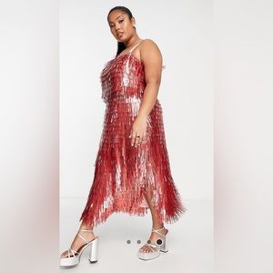 Rust long jeweled sequins plus size dress